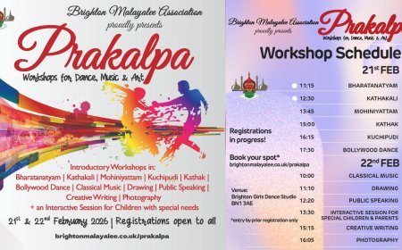 ബ്രൈറ്റണിൽ 'പ്രകൽപ്പ' കലാശില്പശാല ഫെബ്രുവരി 21, 22 തീയതികളിൽ