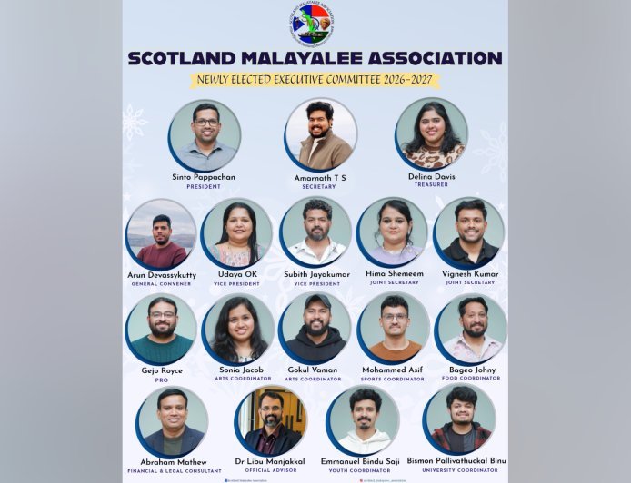 സ്കോട്ട്‌ലൻഡ് മലയാളി അസോസിയേഷൻ പുതിയ ഭാരവാഹികൾ ചുമതലയേറ്റു; വിപുലമായ കർമ്മപദ്ധതികളുമായി മുന്നോട്ട്