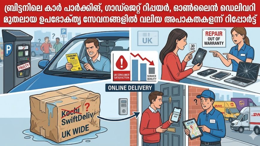 ബ്രിട്ടനിലെ കാർ പാർക്കിങ്, ഗാഡ്ജെറ്റ് റിപ്പയർ, ഓൺലൈൻ ഡെലിവറി മുതലായ ഉപഭോക്‌തൃ സേവനങ്ങളിൽ വലിയ അപാകതകളെന്ന് റിപ്പോർട്ട്