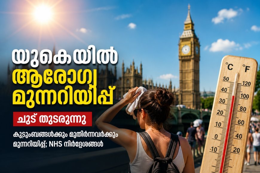 യുകെയിൽ കനത്ത ചൂട്; ആരോഗ്യ മുന്നറിയിപ്പ് തുടരുന്നു